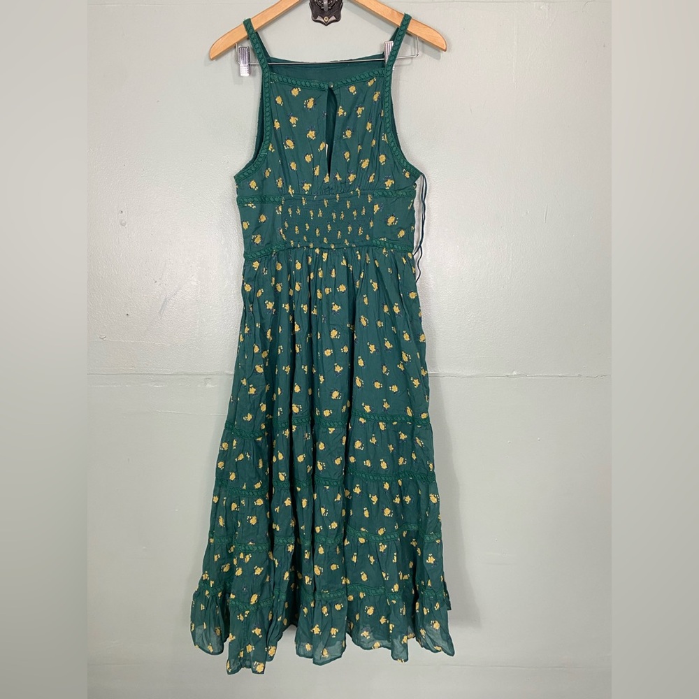 Free People‎ Daydreamer Midi Floral Green Tiered Dress Sundress Medium - Picture 7 of 7